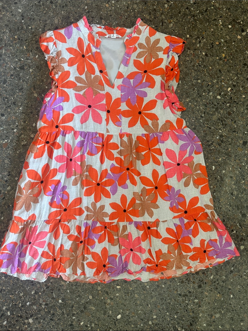 THML Orange Pink Floral Mini Dress